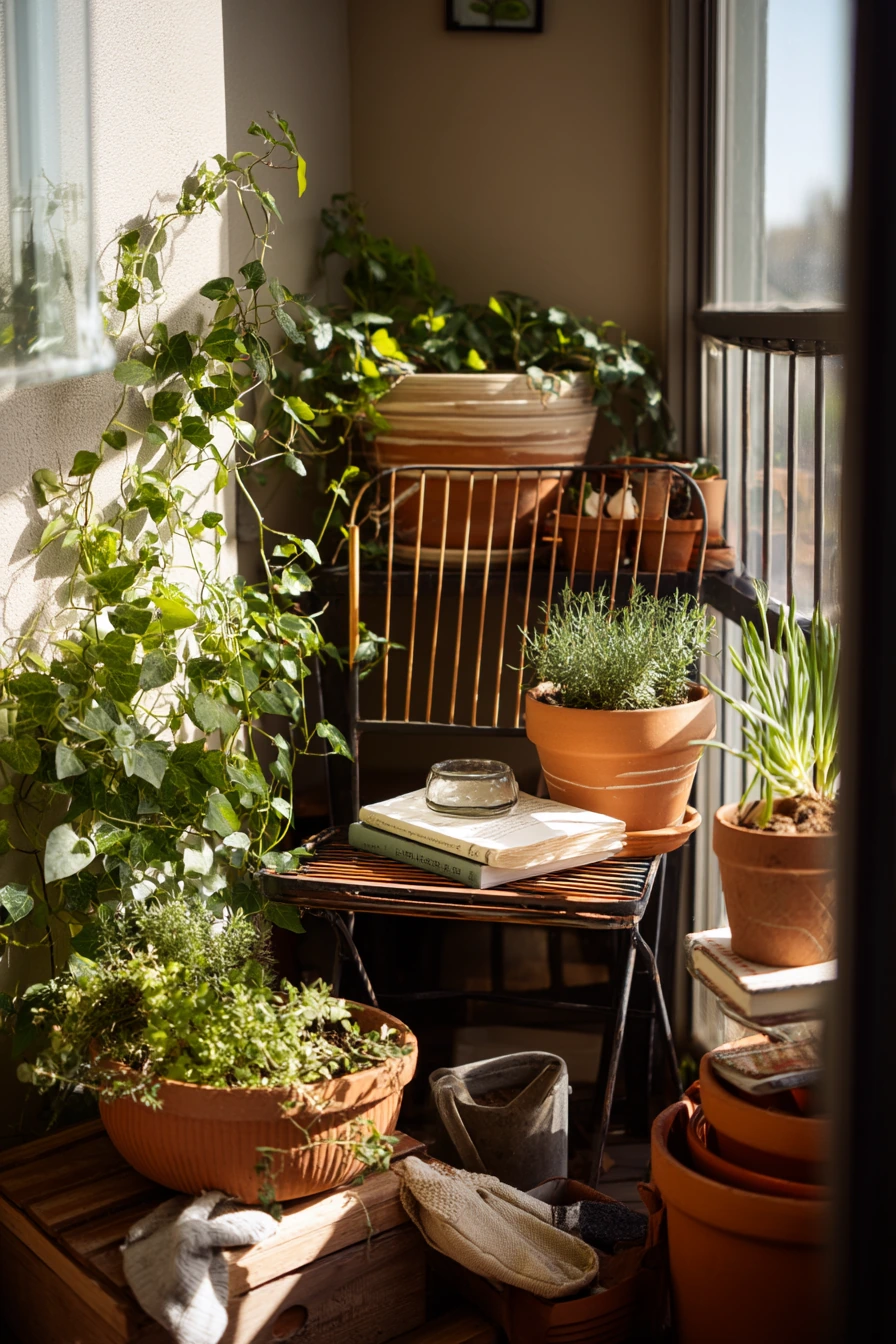 Tiny Balcony Corner Garden