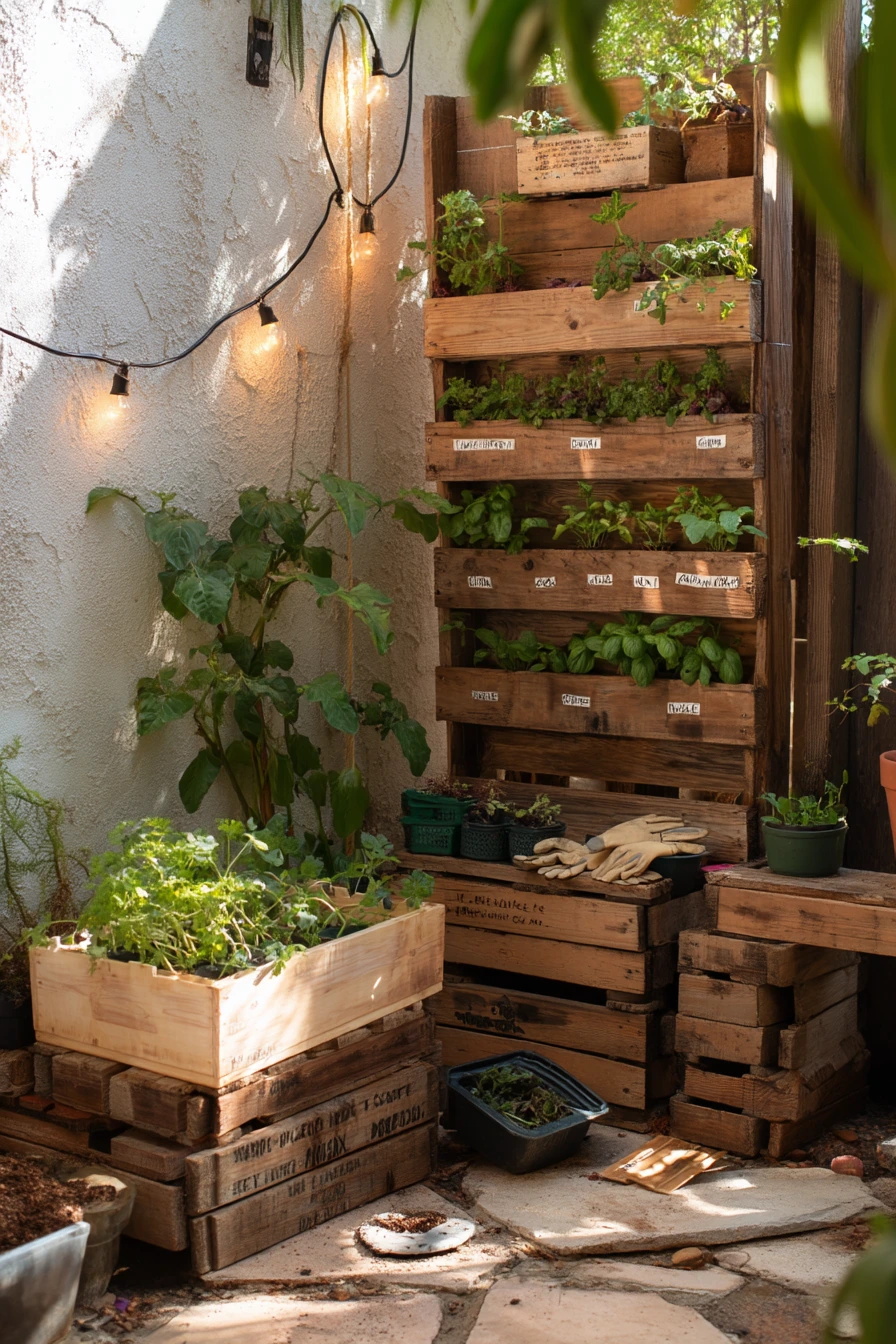 DIY Pallet Corner Garden