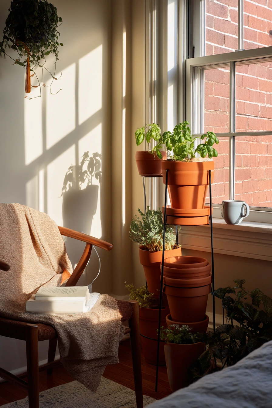 Renter-Friendly Corner Garden by a Bright Window