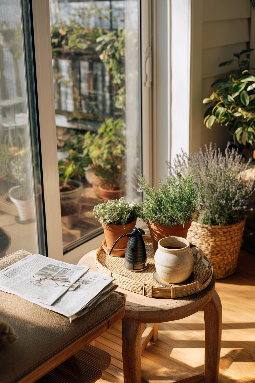 Morning Coffee Corner with Indoor-Outdoor Pots