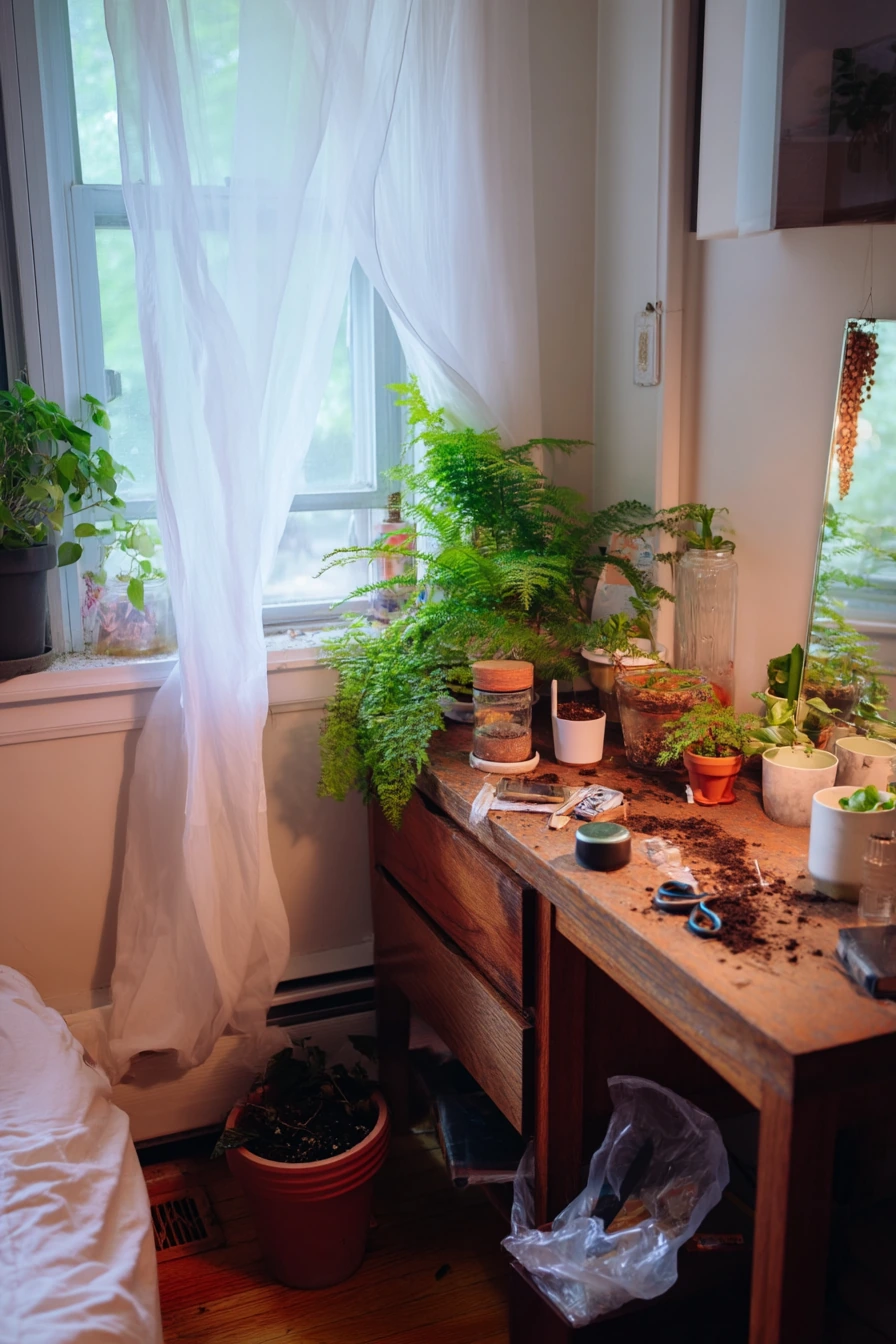 DIY Pot Mix Corner in a Compact Bedroom Nook