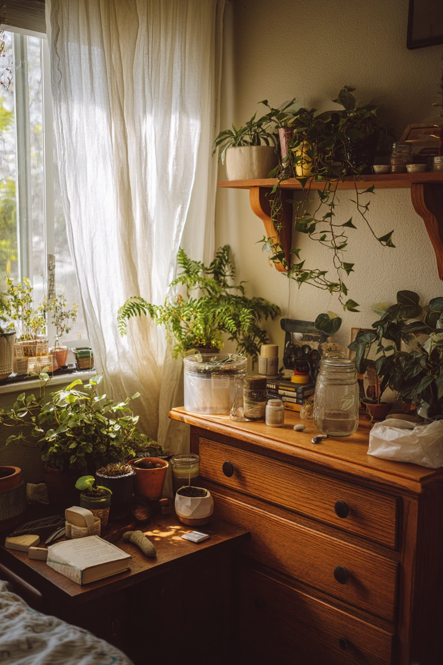 DIY Pot Mix Corner in a Compact Bedroom Nook