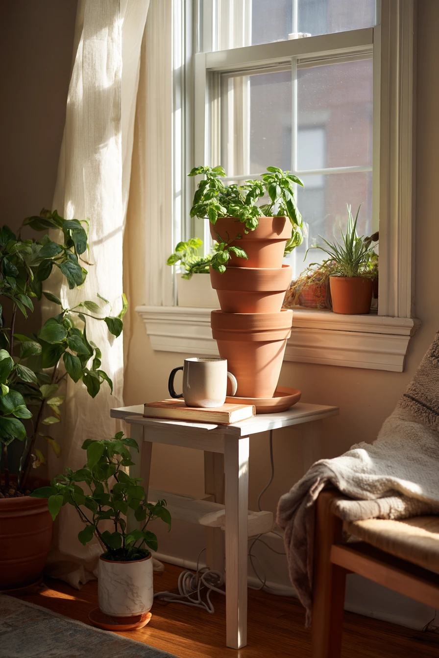 Renter-Friendly Corner Garden by a Bright Window