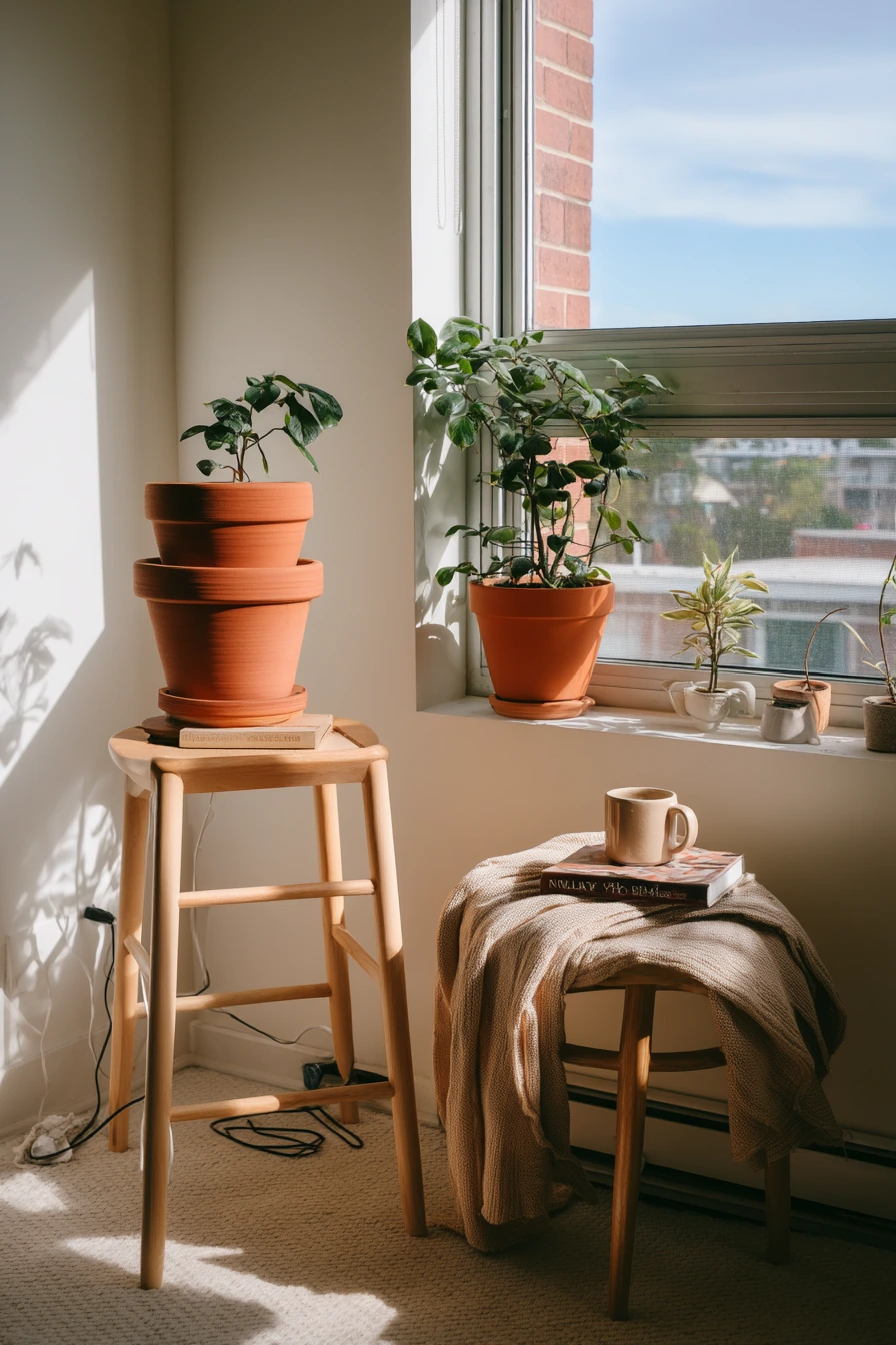 Renter-Friendly Corner Garden by a Bright Window