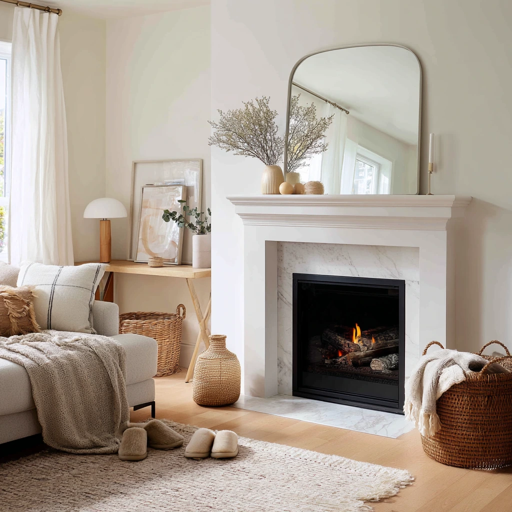 Renter-Friendly Corner Fireplace Styling Idea