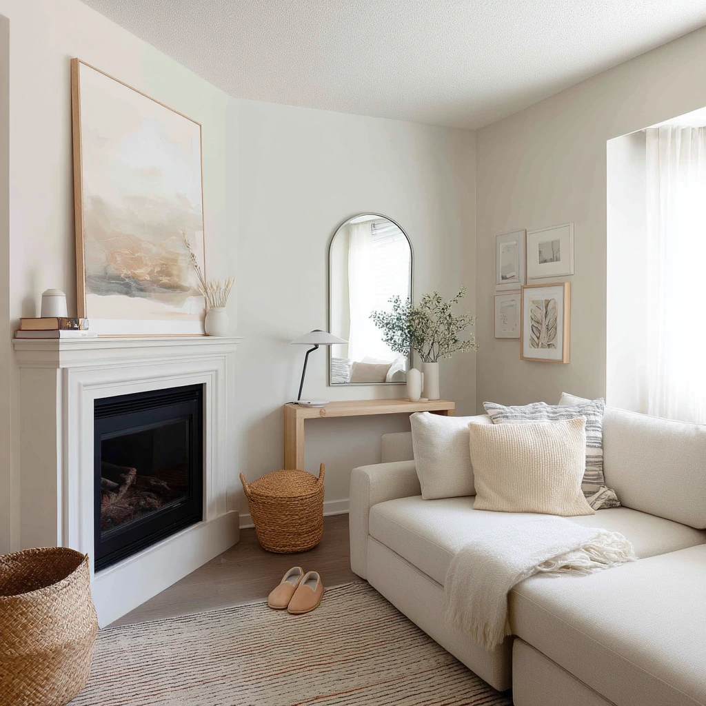 Renter-Friendly Corner Fireplace Styling Idea