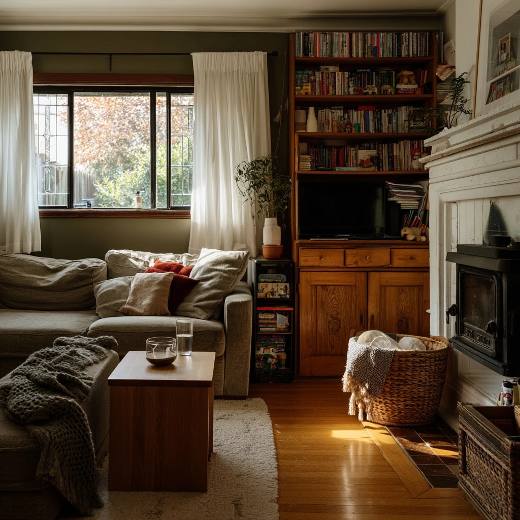 Family Room Corner Fireplace with Everyday Comfort