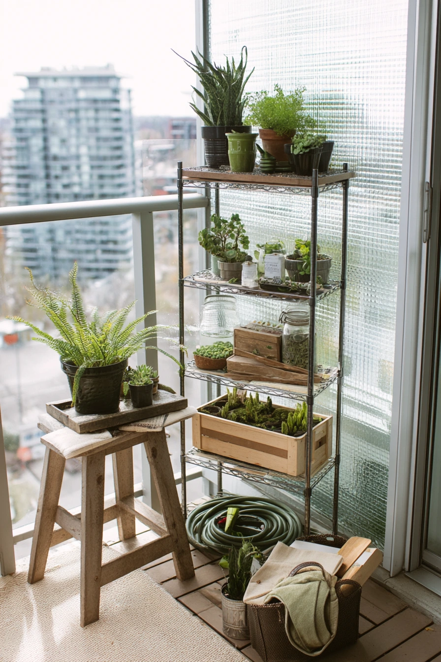 3. Renter-Friendly Balcony Corner Greenhouse