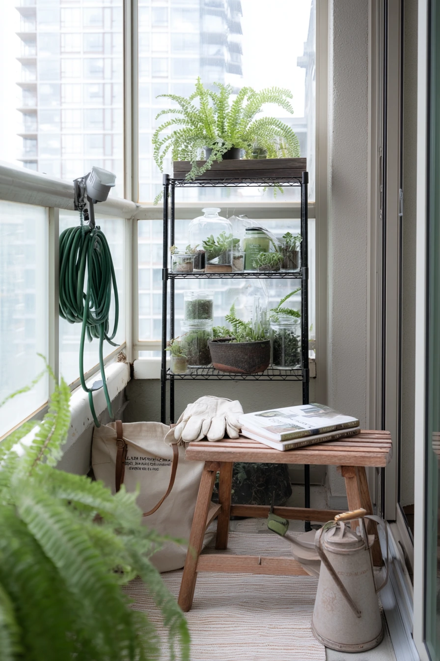 3. Renter-Friendly Balcony Corner Greenhouse