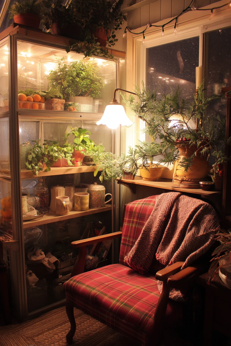 7. Winter Corner Greenhouse for Holiday Greens
