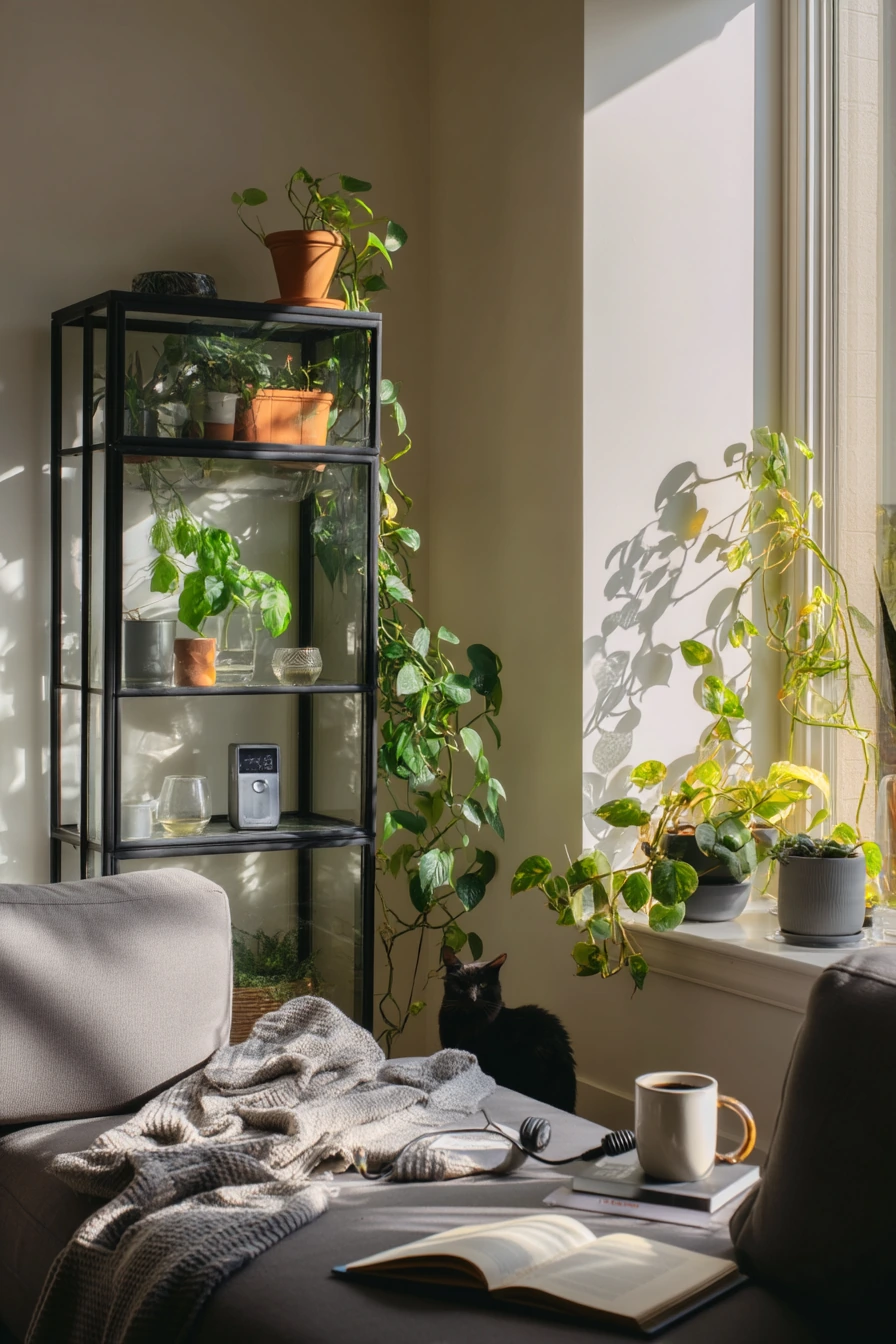 1. Small Apartment Corner Greenhouse Nook