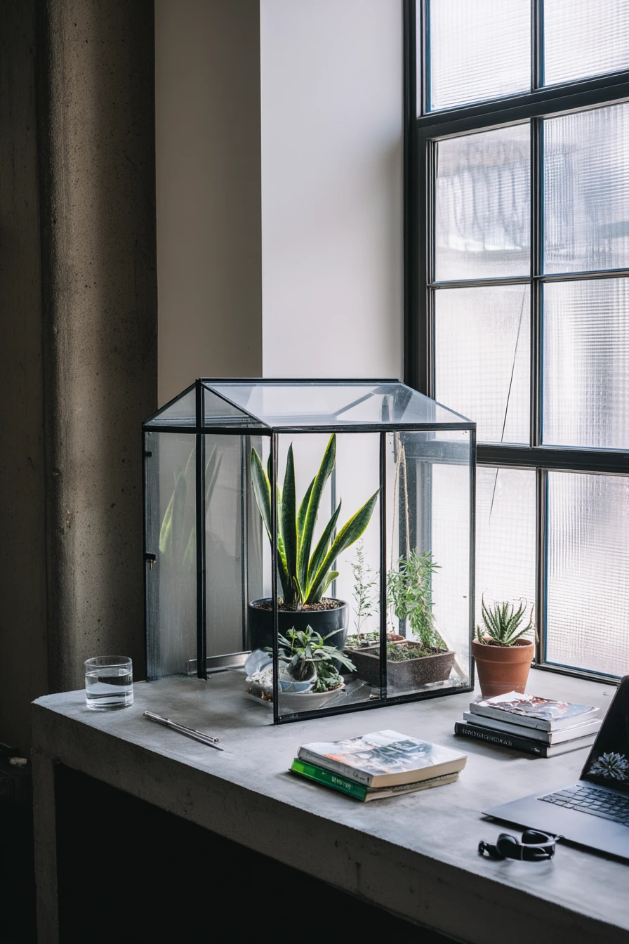 8. Minimal Corner Greenhouse in a Studio Loft
