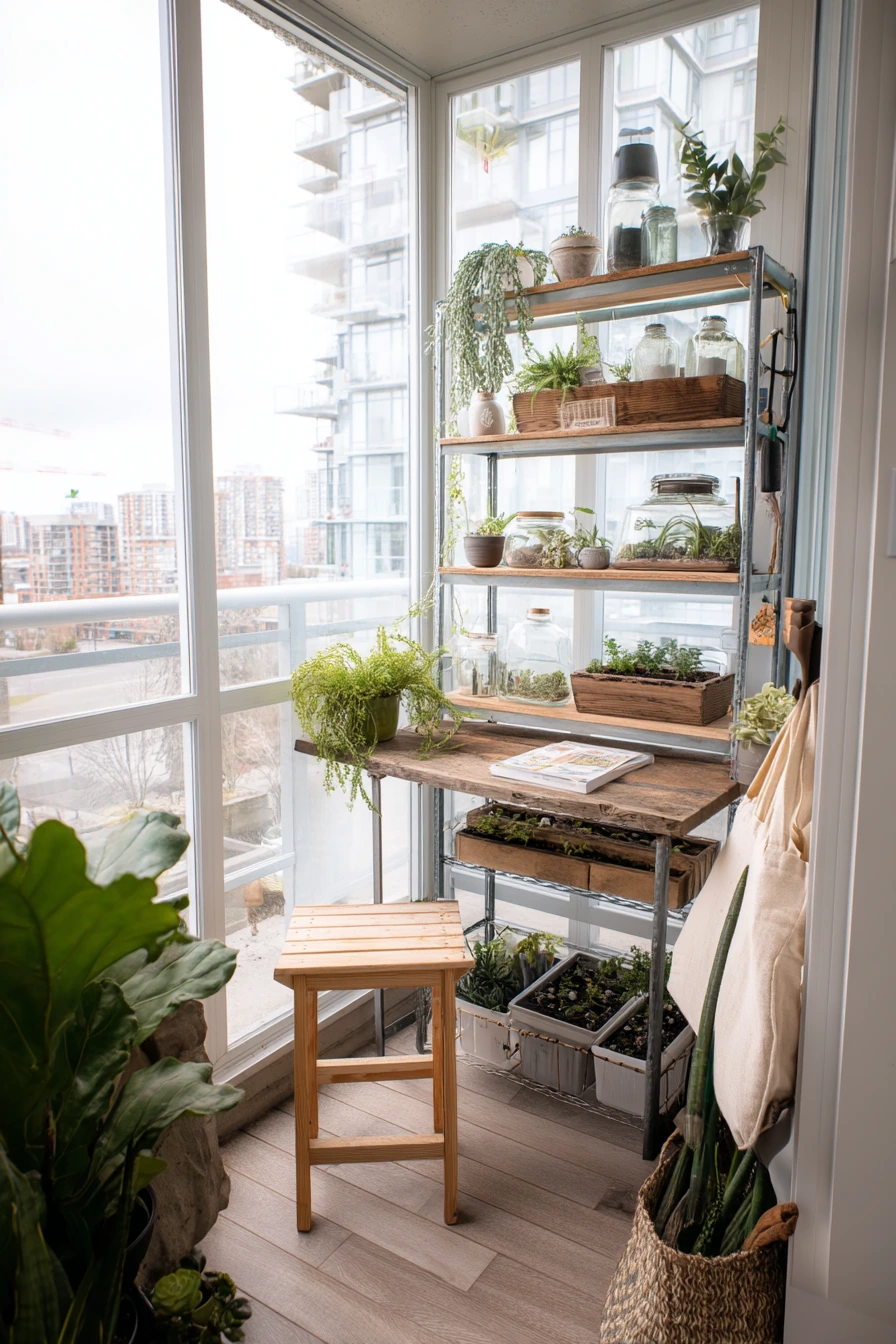 3. Renter-Friendly Balcony Corner Greenhouse