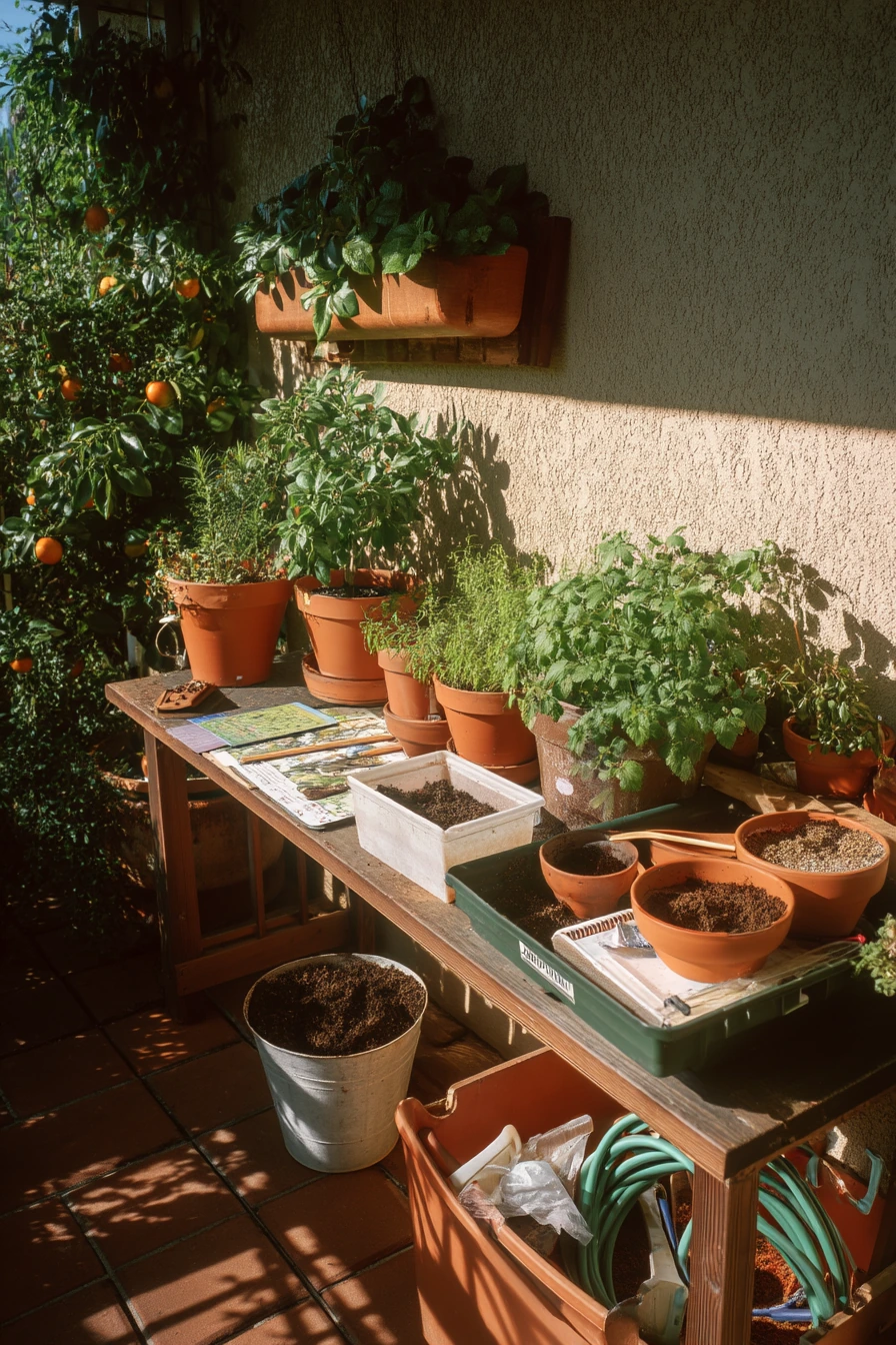 Corner Patio for Container Gardening