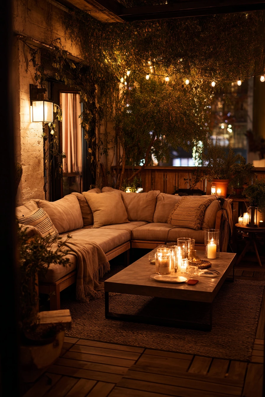 Entertaining Corner Patio at Night