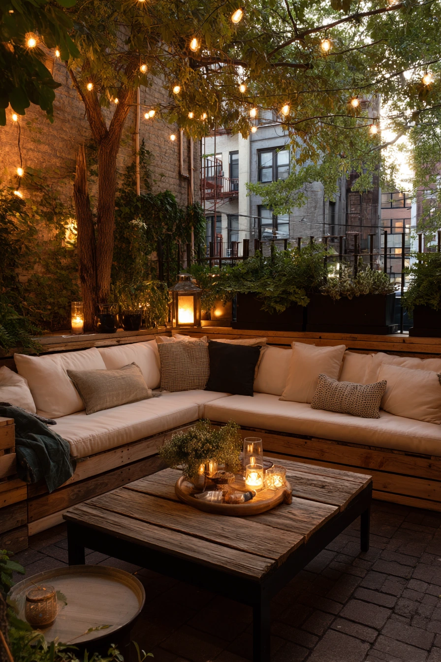 Entertaining Corner Patio at Night