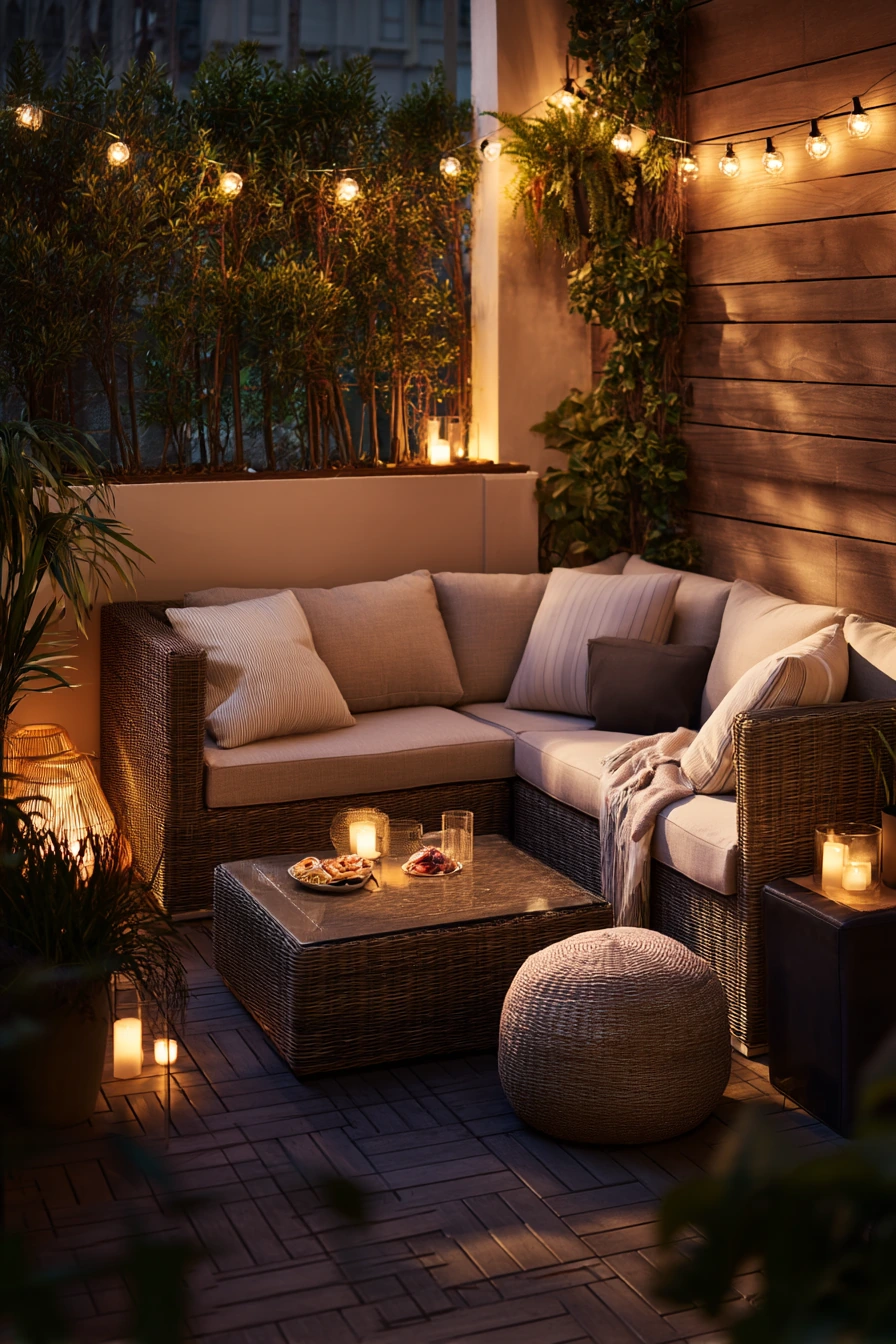 Entertaining Corner Patio at Night