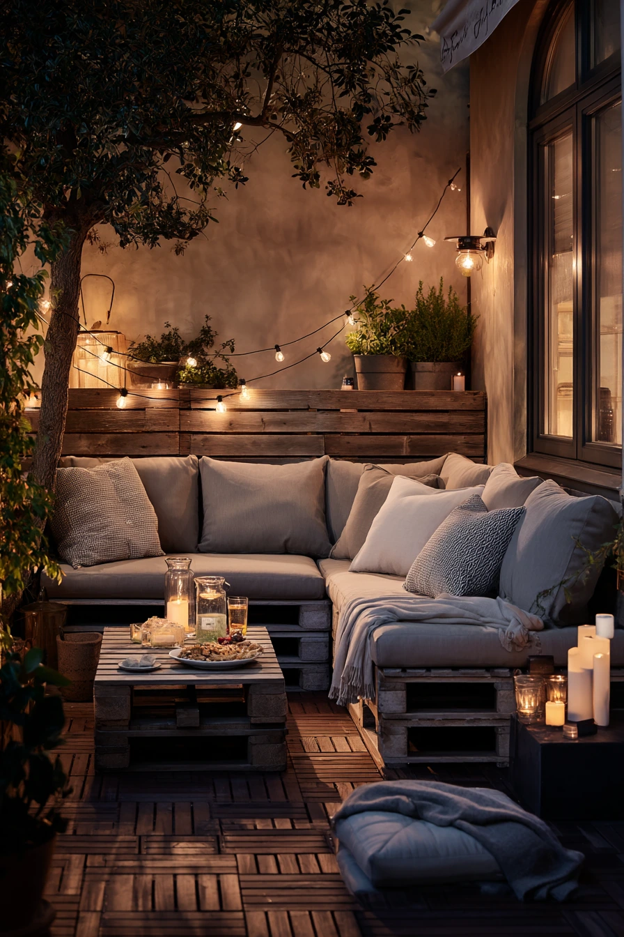 Entertaining Corner Patio at Night