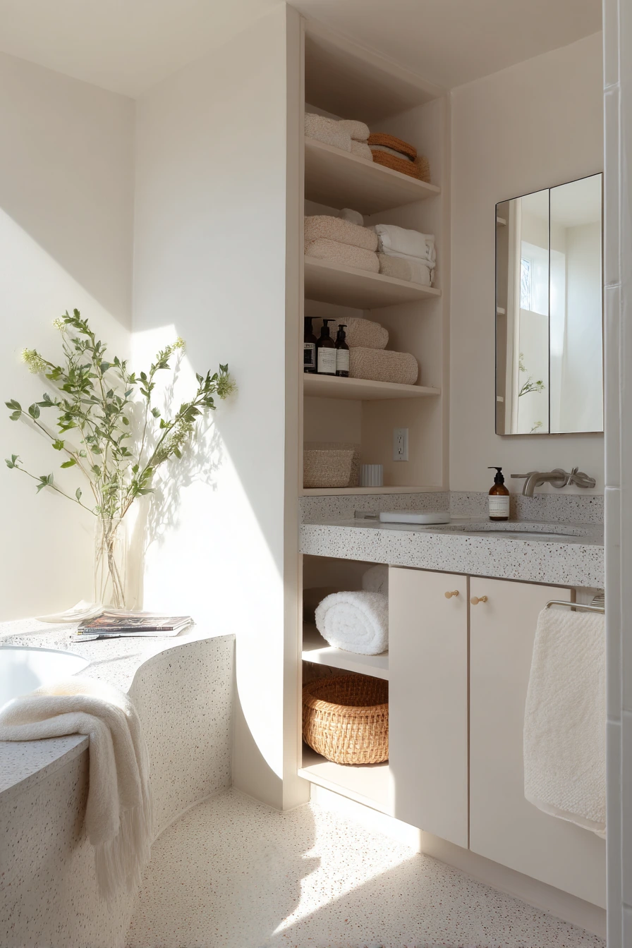 Tiny Primary Bath, Smart Corner Tub