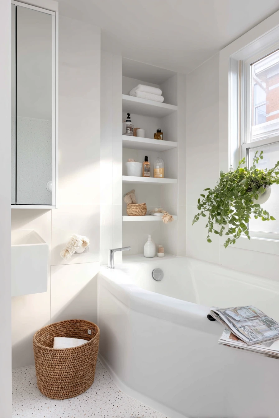 Tiny Primary Bath, Smart Corner Tub