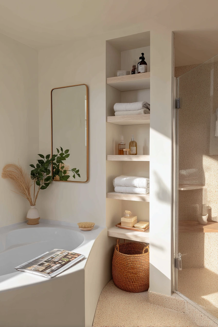 Tiny Primary Bath, Smart Corner Tub