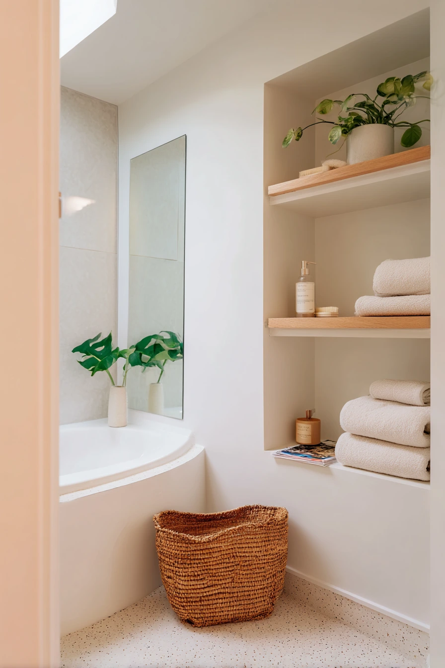 Tiny Primary Bath, Smart Corner Tub
