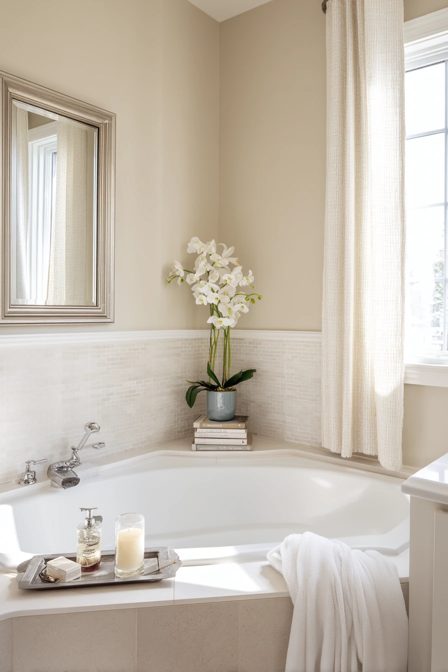 Elegant Guest Bath Corner Tub
