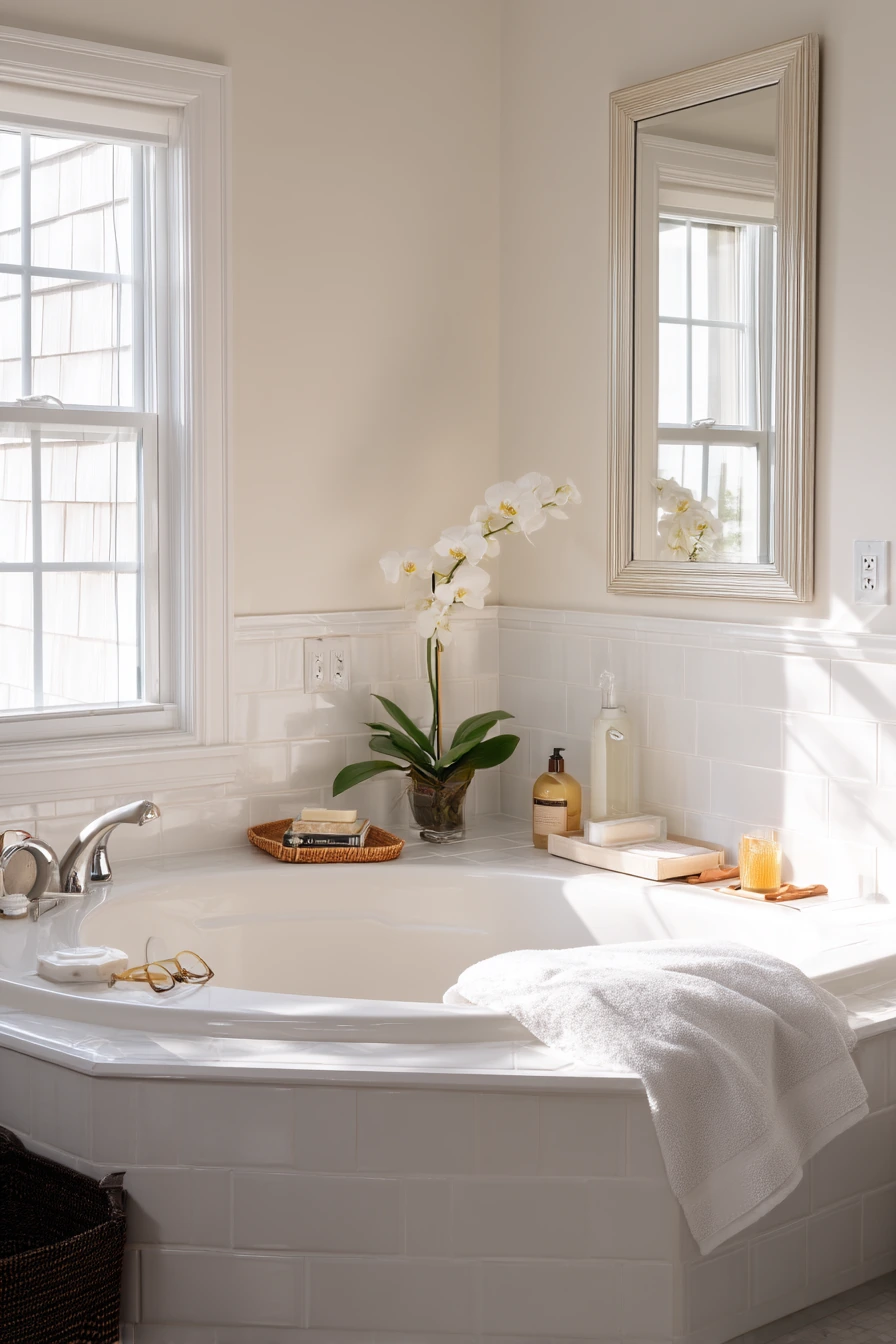 Elegant Guest Bath Corner Tub