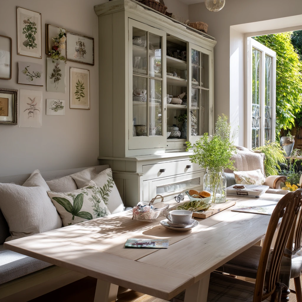 Bright Cottage Dining Room with Garden Views