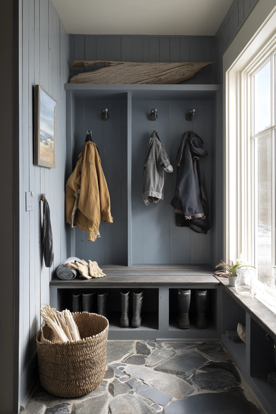 Rustic Mudroom-Bath for a Busy Household