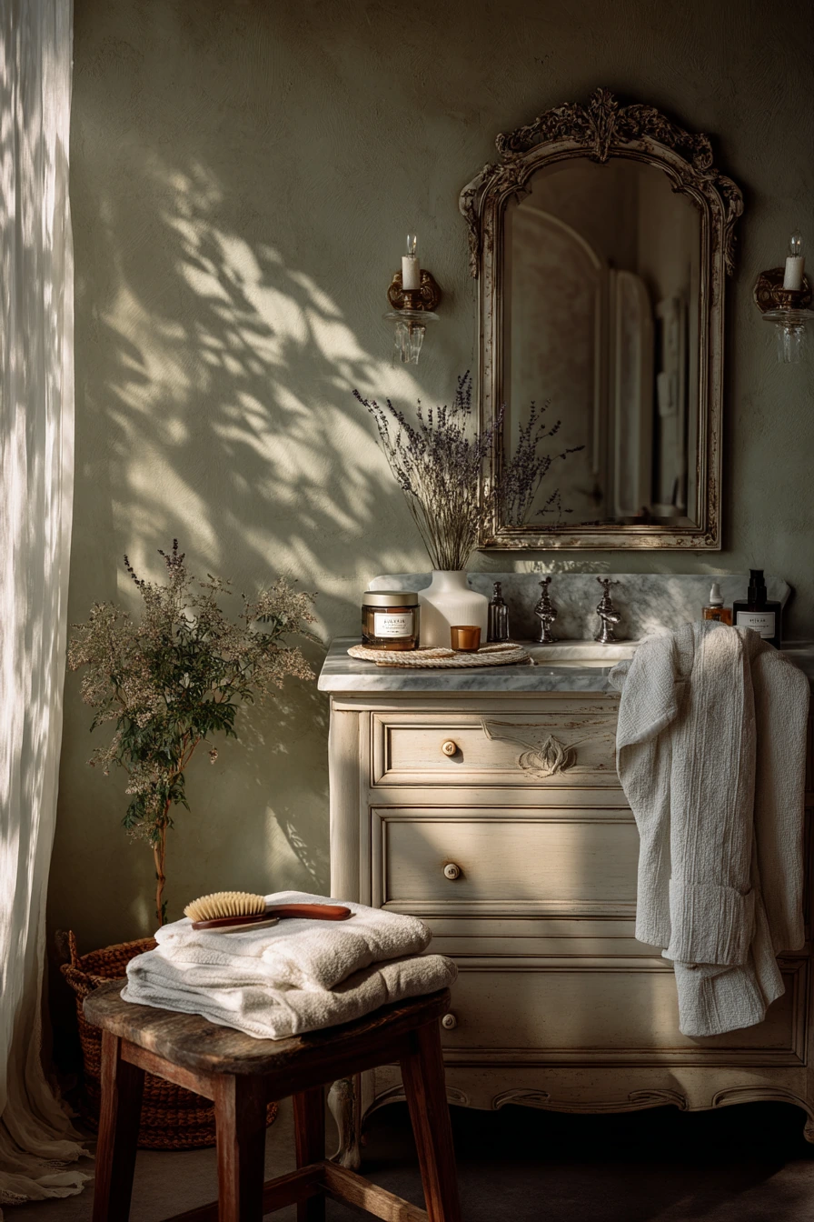 Vintage Vanity with Garden Views