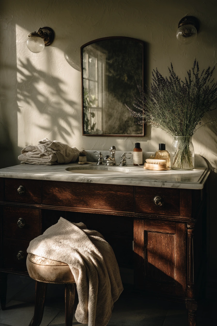 Vintage Vanity with Garden Views