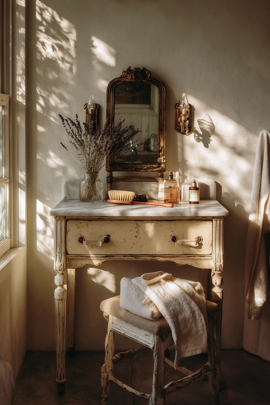 Vintage Vanity with Garden Views