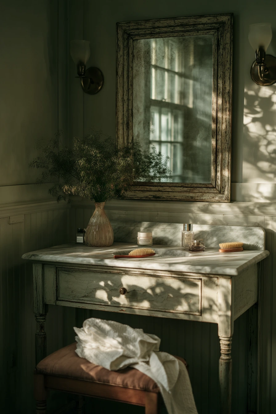 Vintage Vanity with Garden Views
