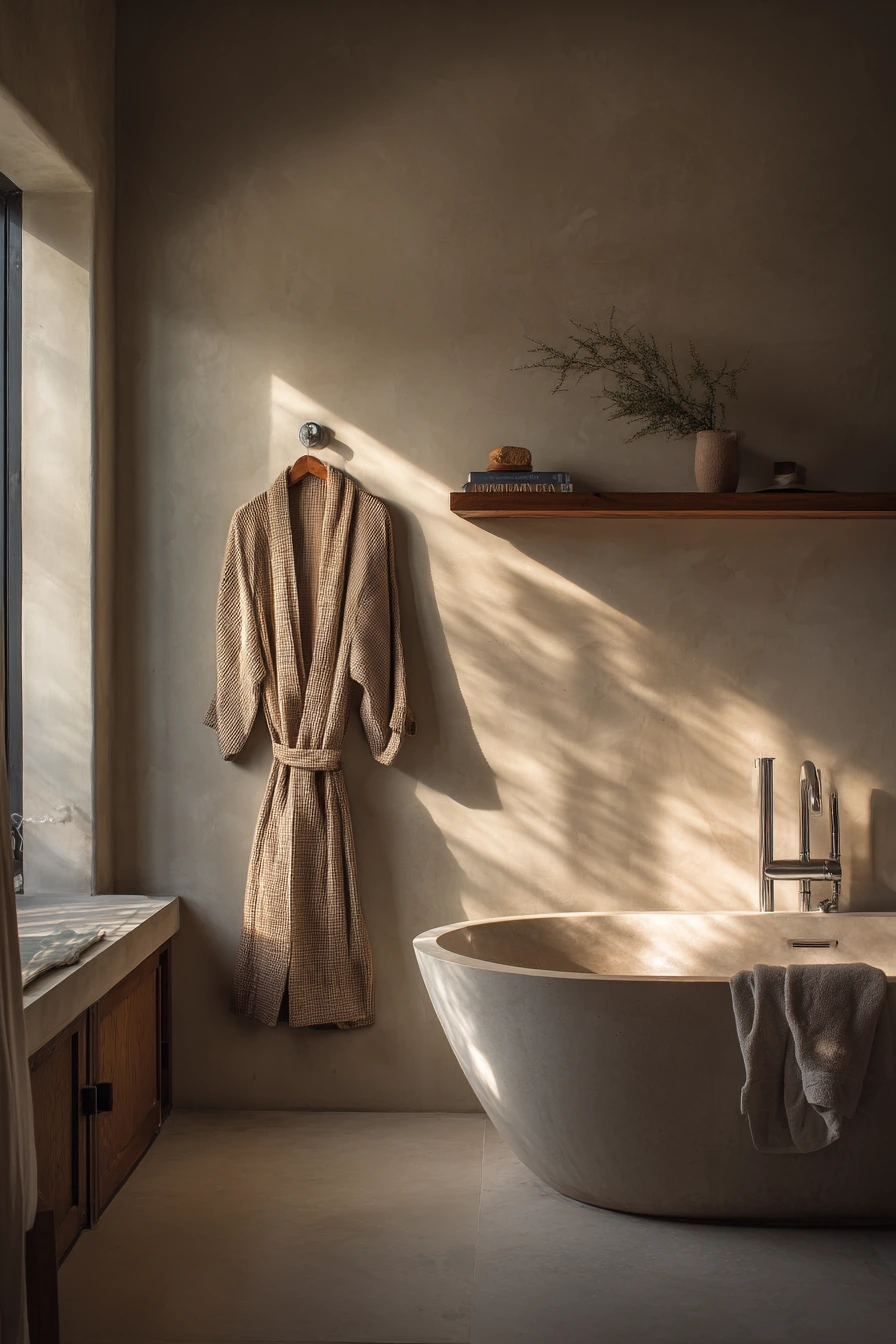 Soft Neutral Spa Bath in a Farmhouse Ensuite