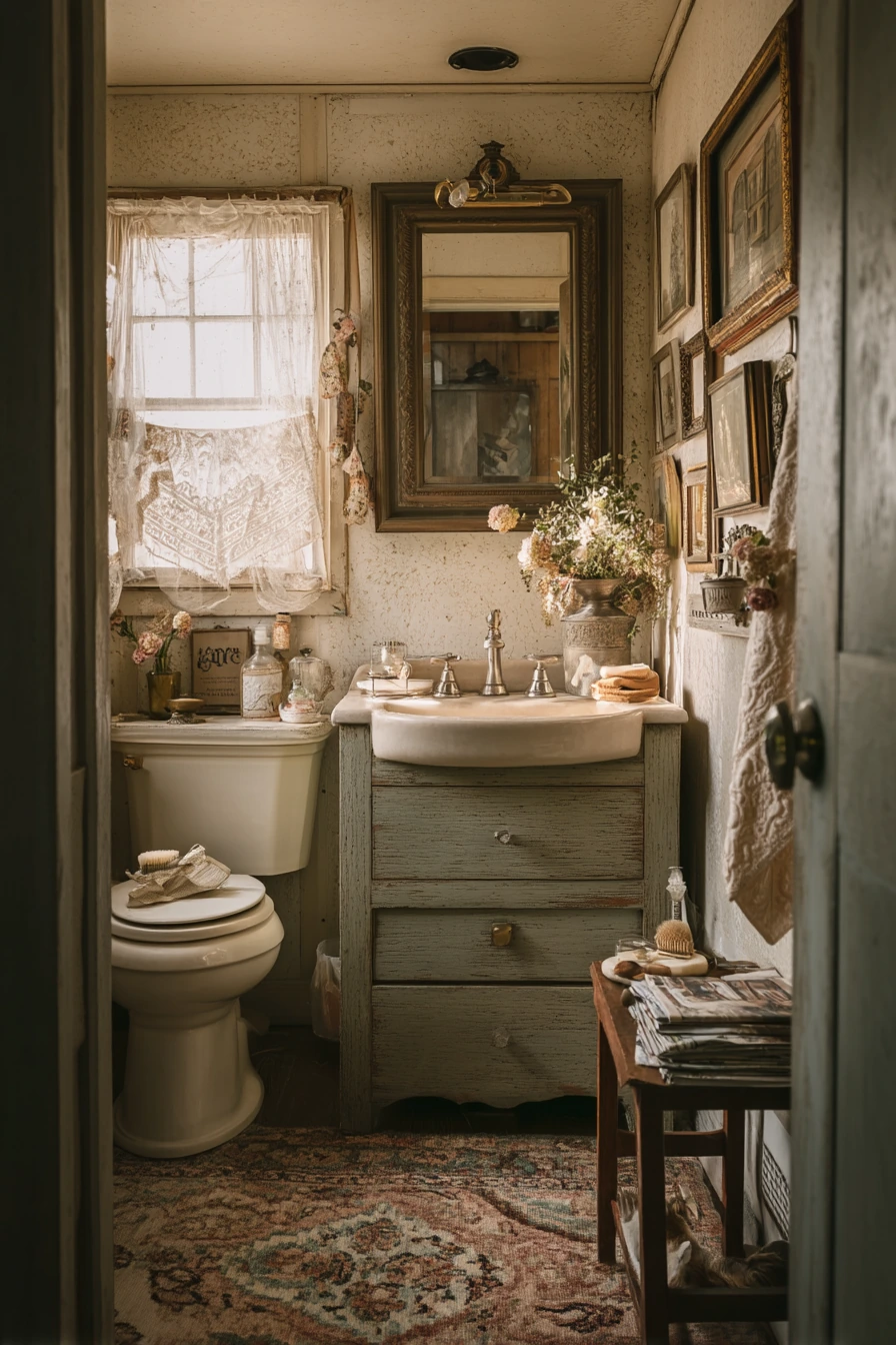 Collected Country Bathroom with Thrifted Charm