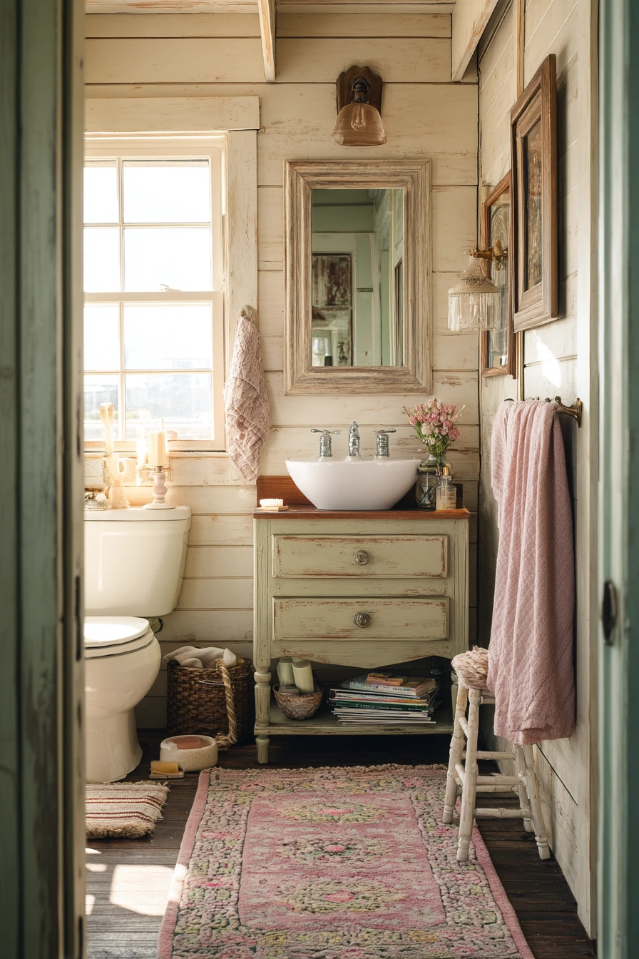 Collected Country Bathroom with Thrifted Charm