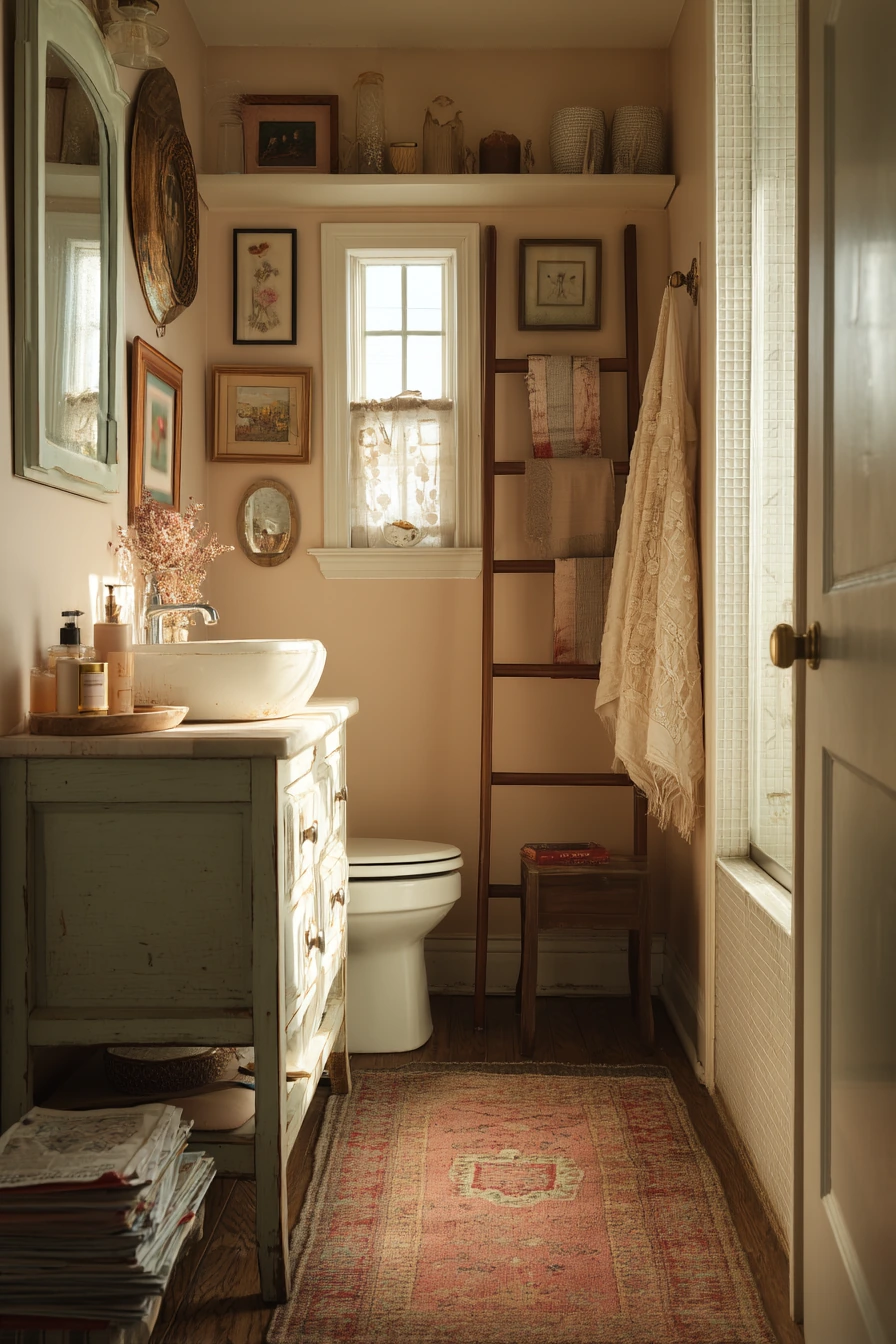 Collected Country Bathroom with Thrifted Charm