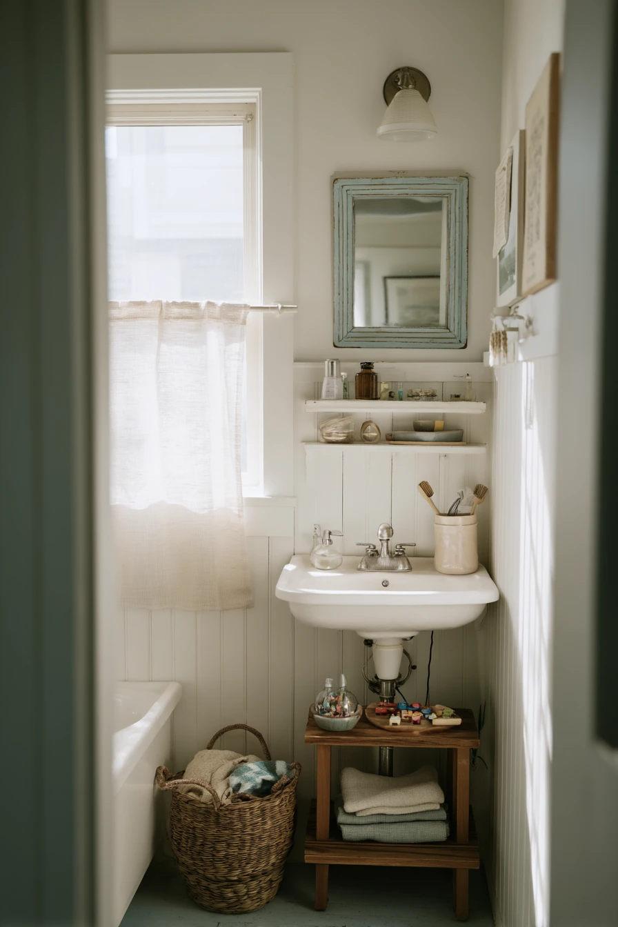 Tiny Cottage Bathroom Storage Solution