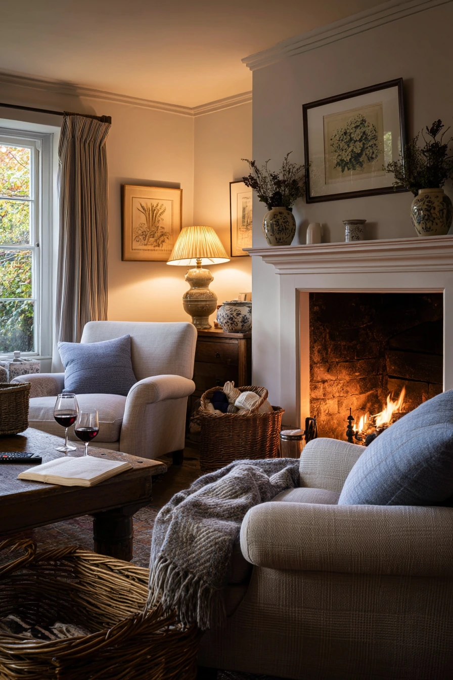 Evening Lamps and Knit Throws