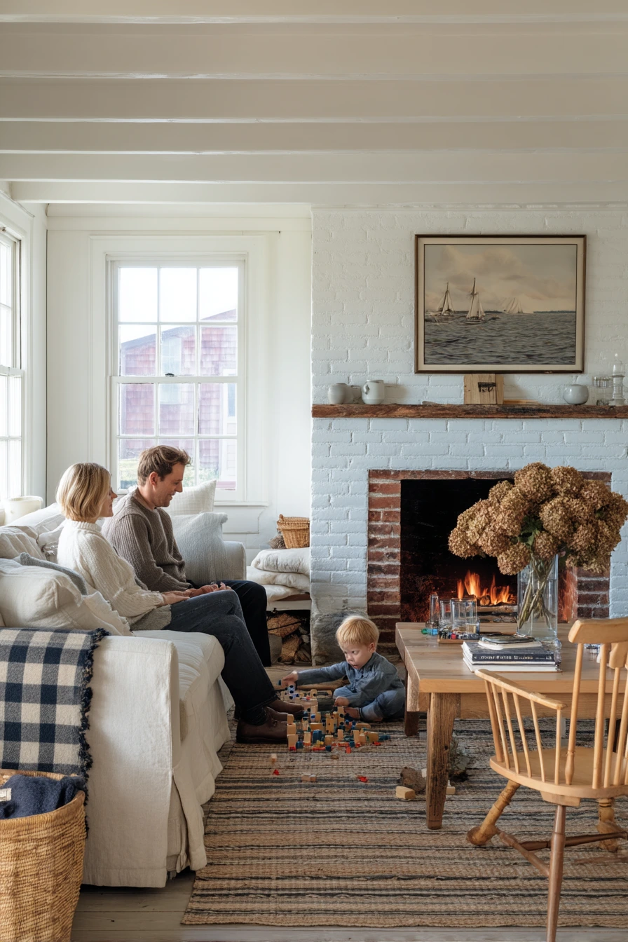 Family Gathering in a Sunlit Country Living Room
