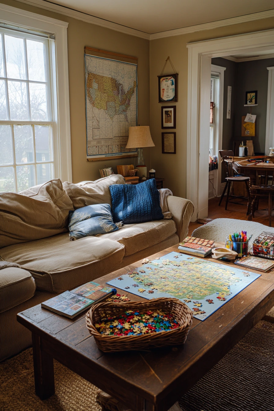 Budget Country Living Room with Thrifted Charm