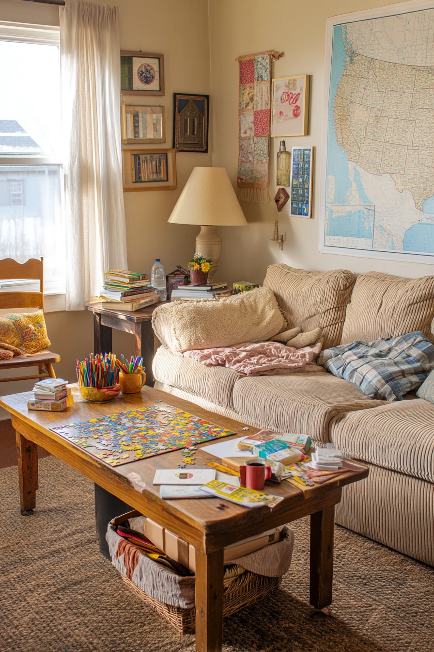 Budget Country Living Room with Thrifted Charm