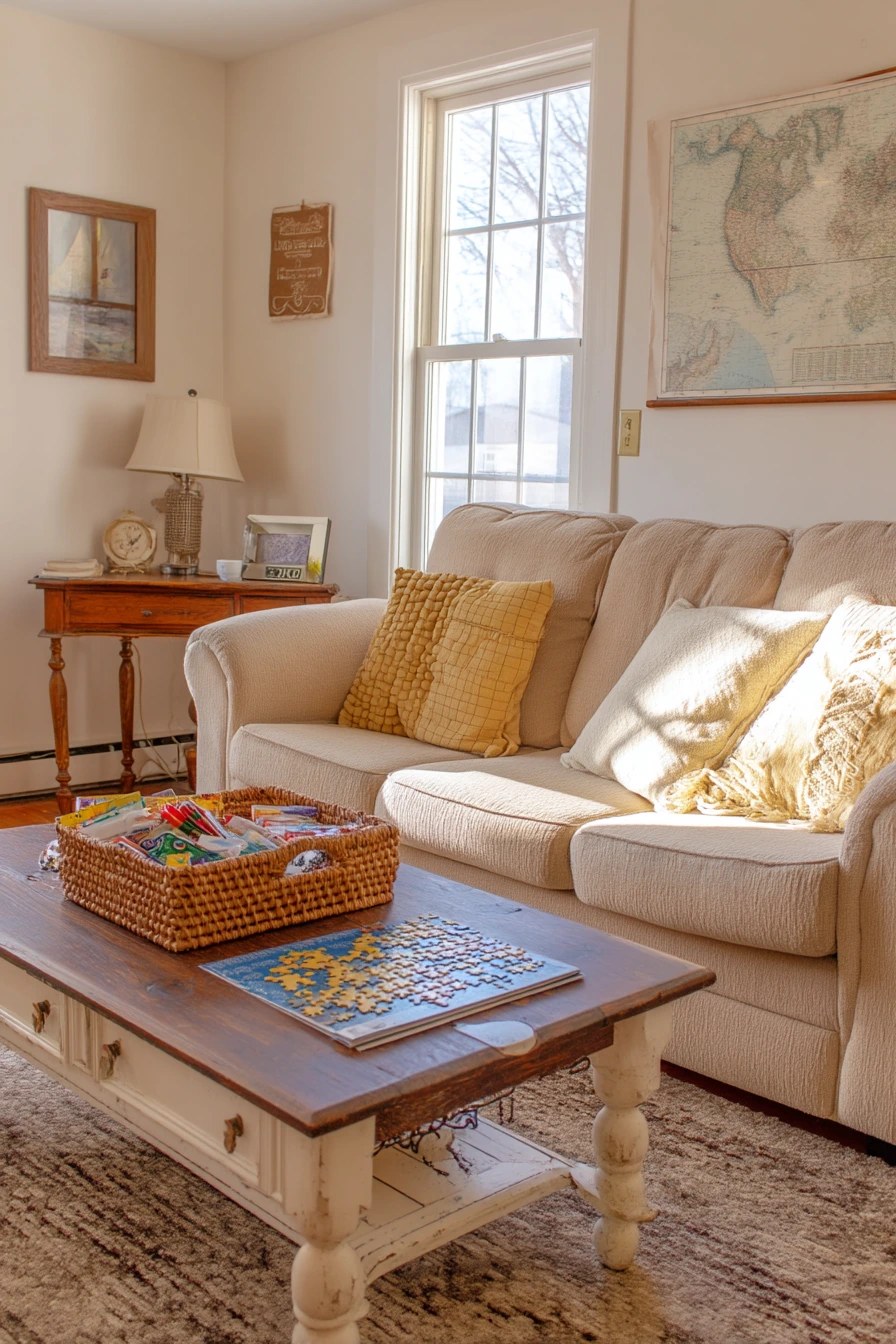 Budget Country Living Room with Thrifted Charm