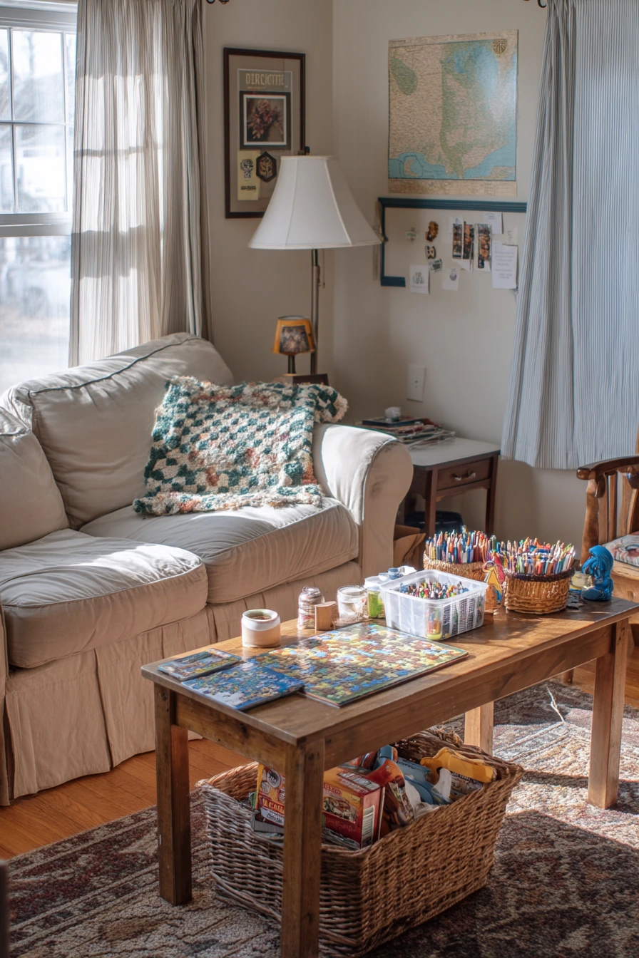 Budget Country Living Room with Thrifted Charm
