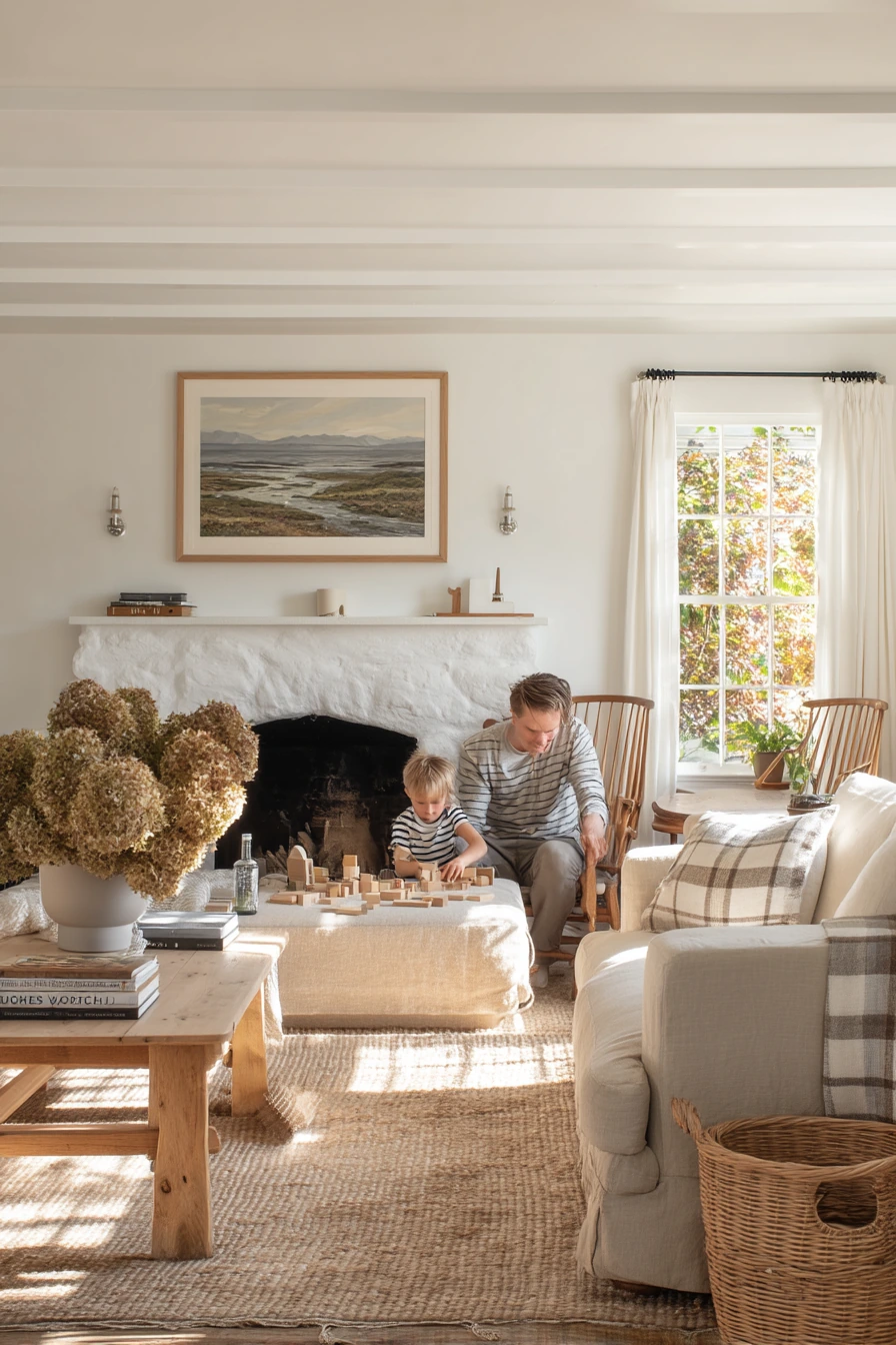 Family Gathering in a Sunlit Country Living Room