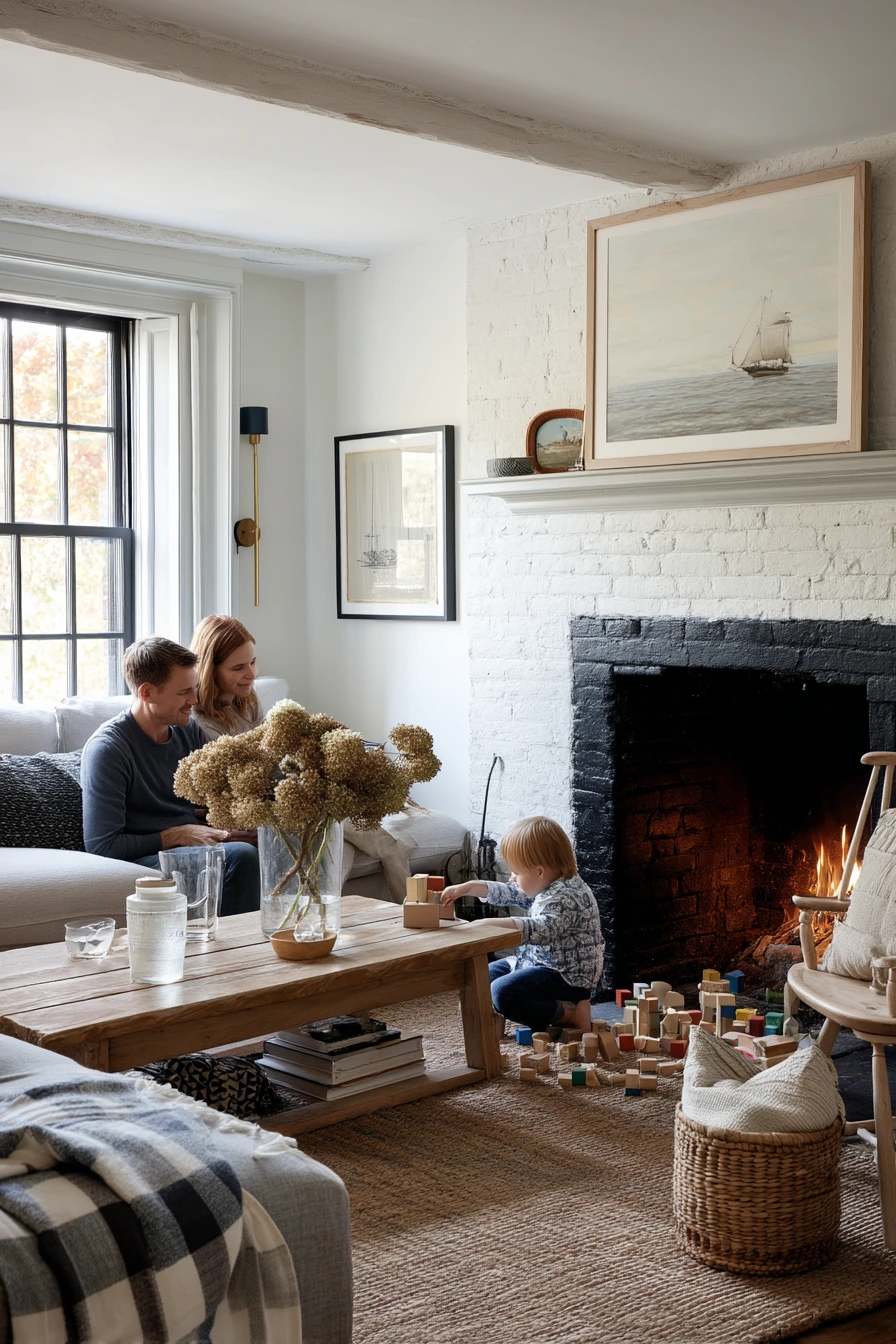 Family Gathering in a Sunlit Country Living Room