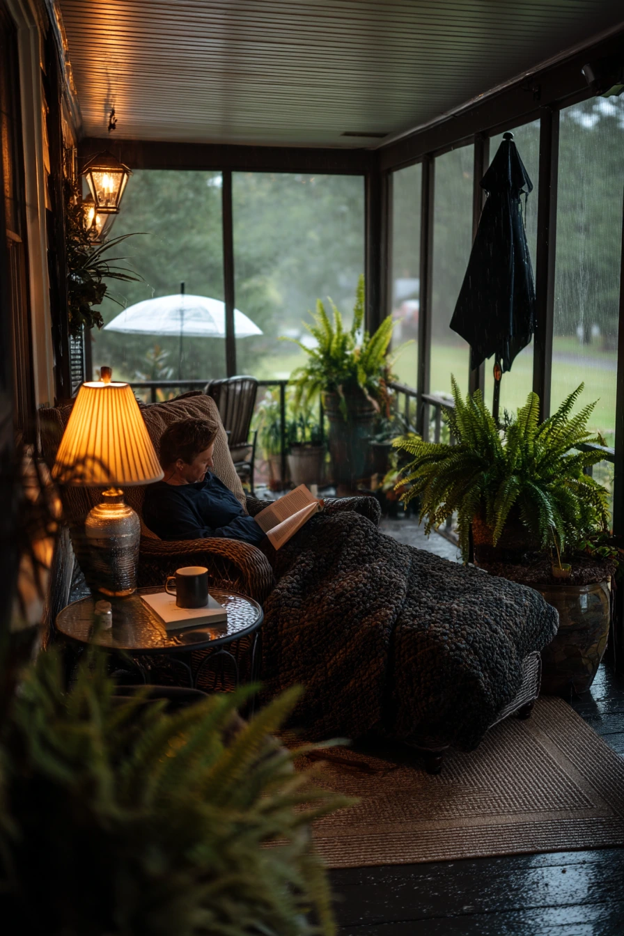 Rainy Porch Reading Nook