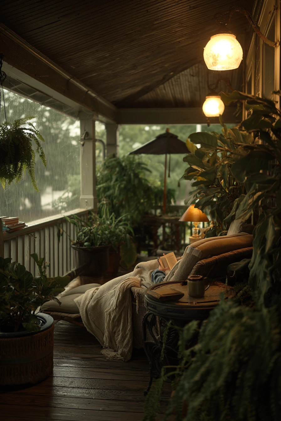 Rainy Porch Reading Nook