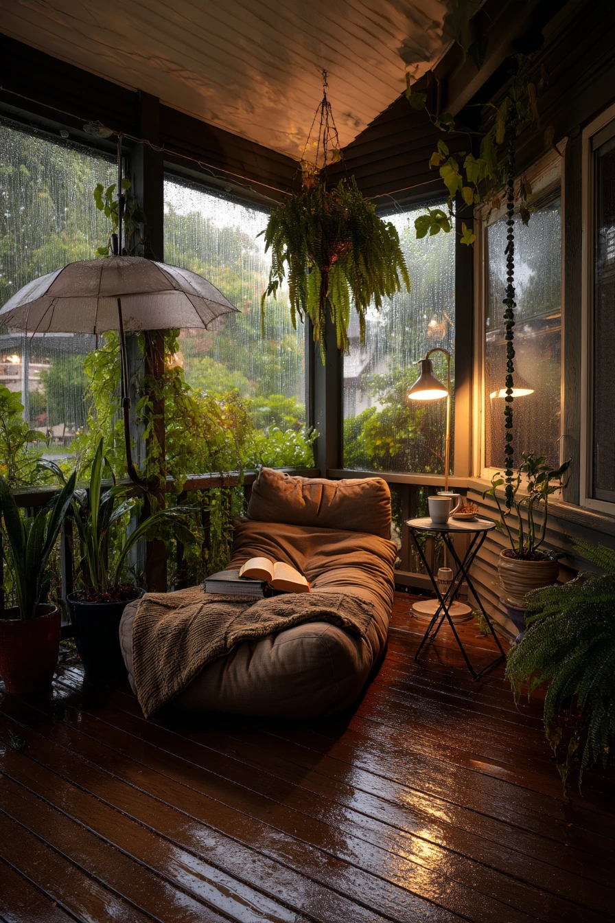 Rainy Porch Reading Nook